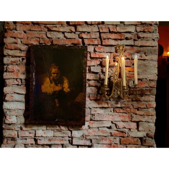 Rembrandt Girl with a Broom Lacquered Art Panel-Haunting Vintage Portrait-Moody - Picture 10 of 10